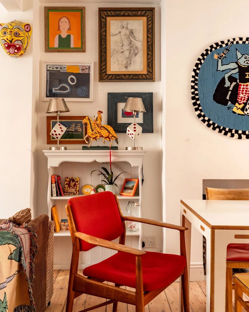 Gallery Walls of Collected Art and Textiles