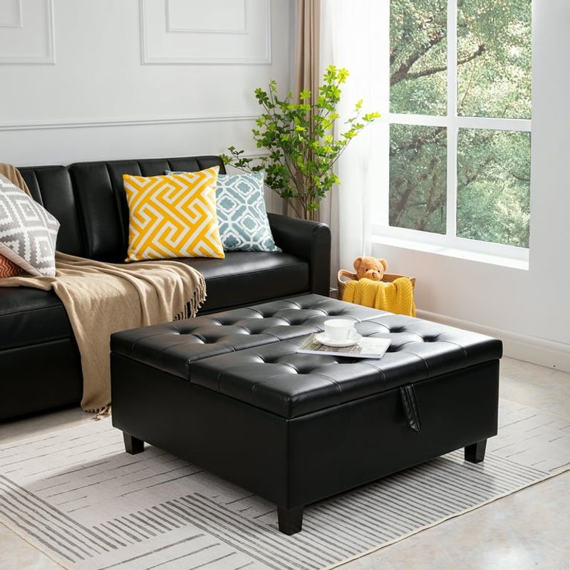 Storage ottomans used for remotes and tech