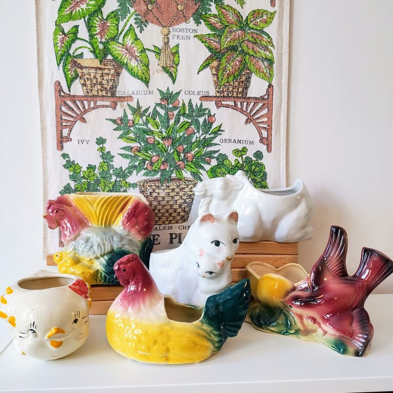 Incorporate houseplants in kitschy planters