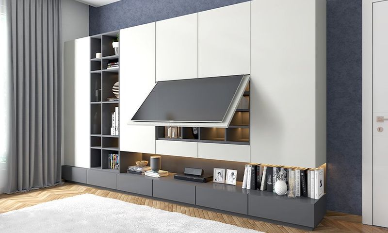 Installing flush doors in media walls for storage access