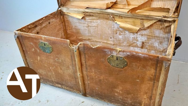 Beaten-up steamer trunks