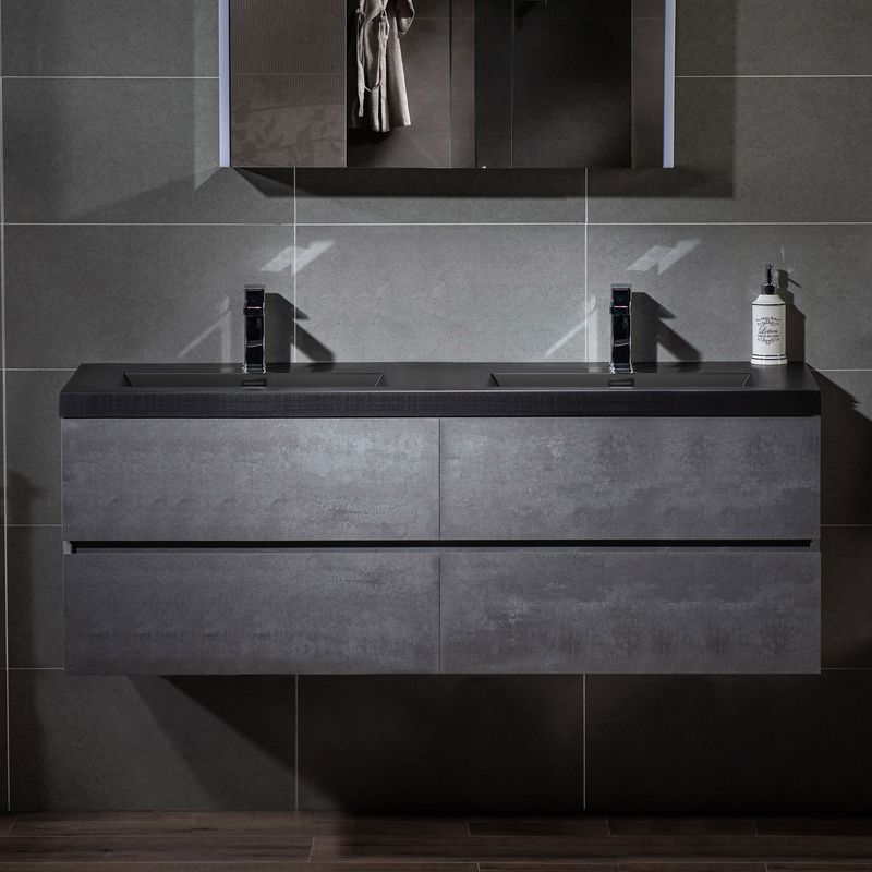 Floating Dark Wood Vanities