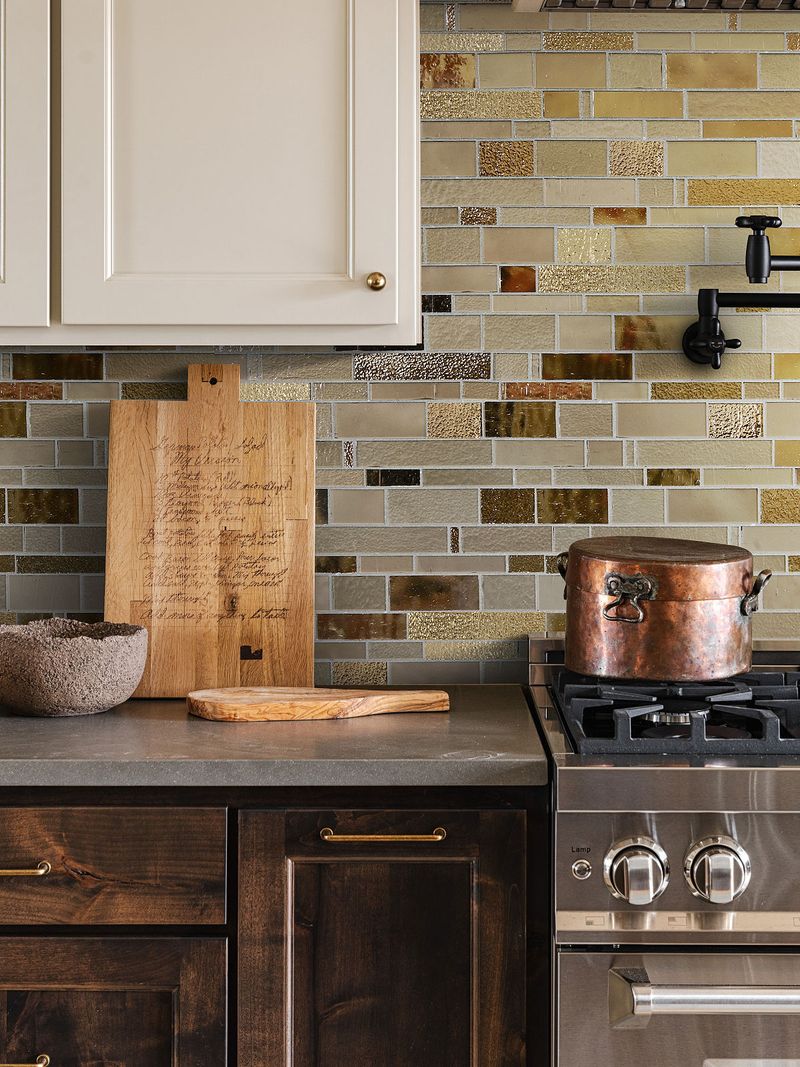 Glass Tiles Create Cabinet Color Depth