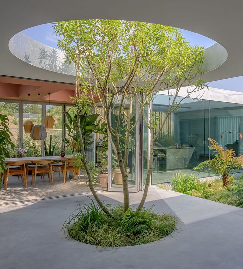 Garden Courtyards Break Up Interior Spaces