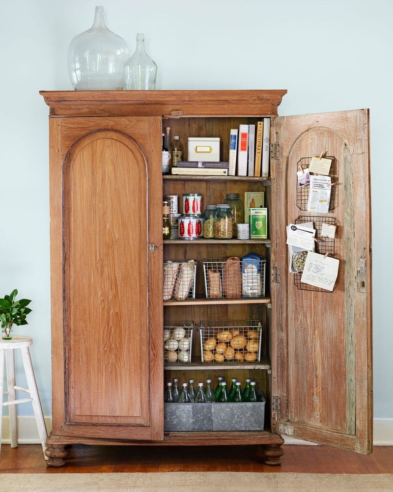 Repurposed Armoire Pantry