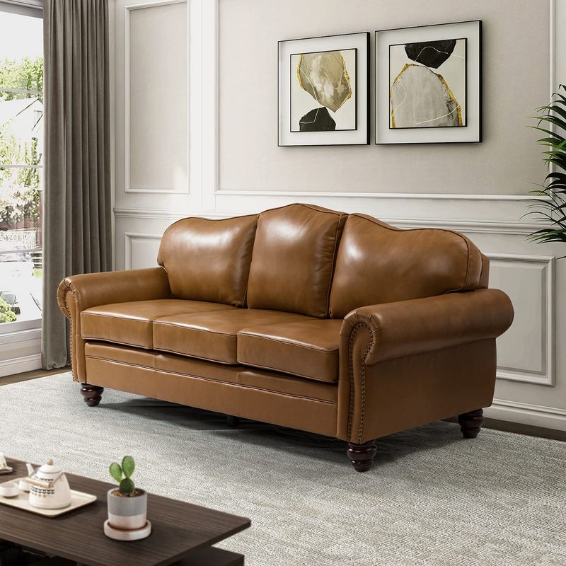 Leather Camelback Sofa