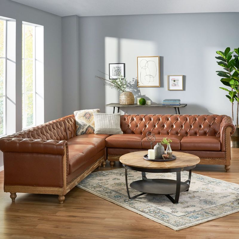 Leather Chesterfield Sectional