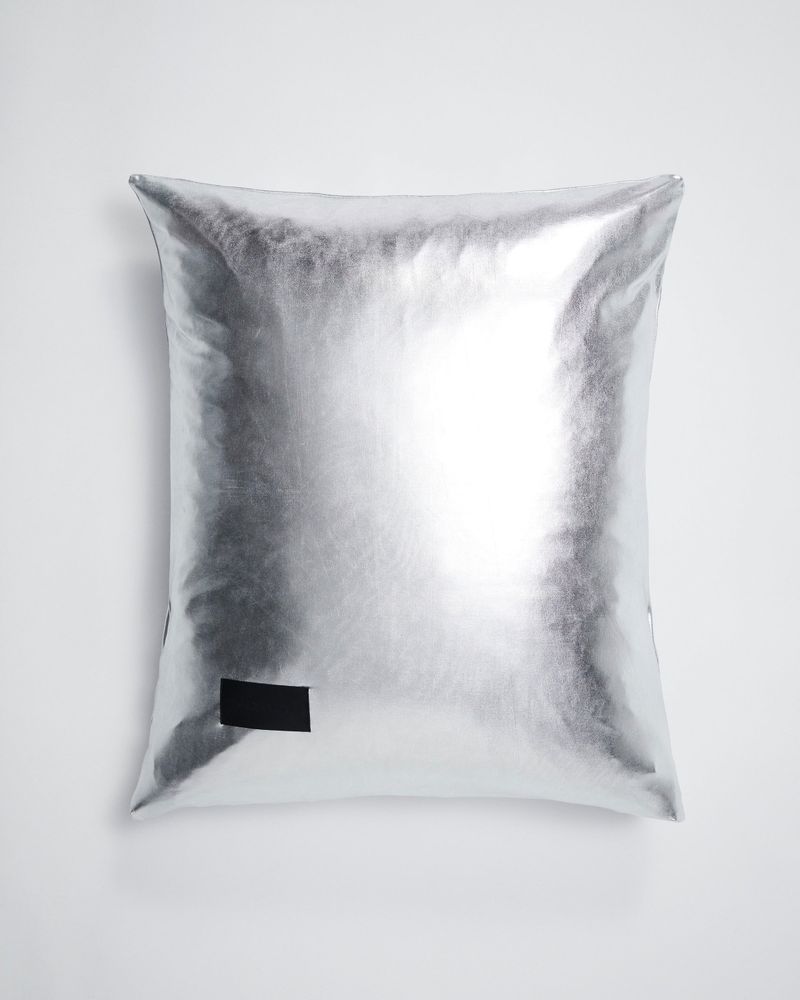Metallic silver throw pillows