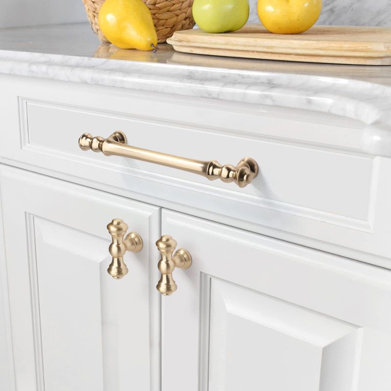 Add Brass Cabinet Hardware To Kitchen Cabinets