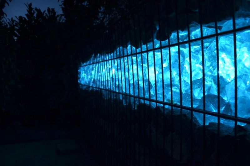 LED-Lit Gabion Garden Wall
