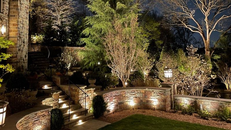 Dramatic Night-Lit Stonework