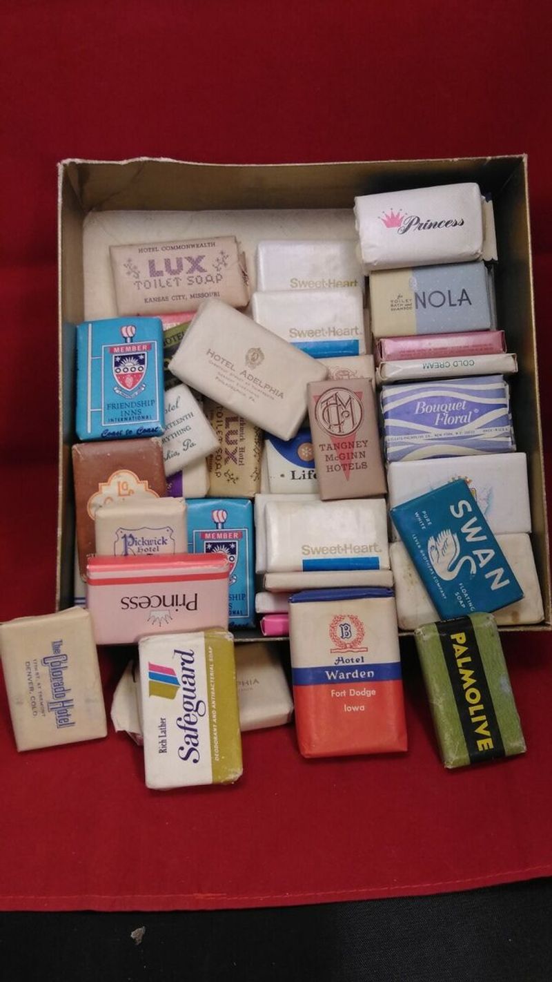A Collection Of Vintage Hotel Soap Bars From The 1980s