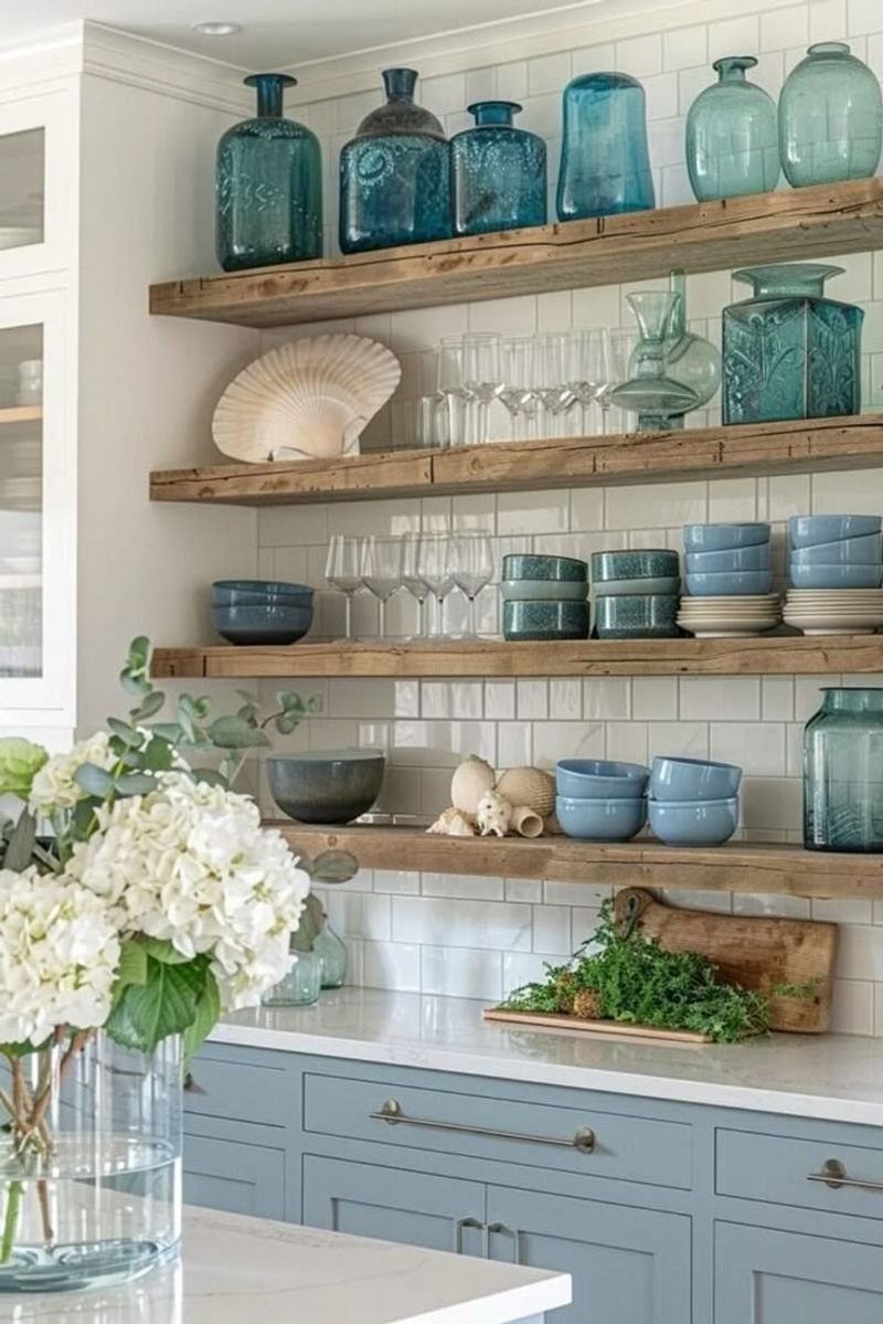 Open Shelving with Coastal Decor