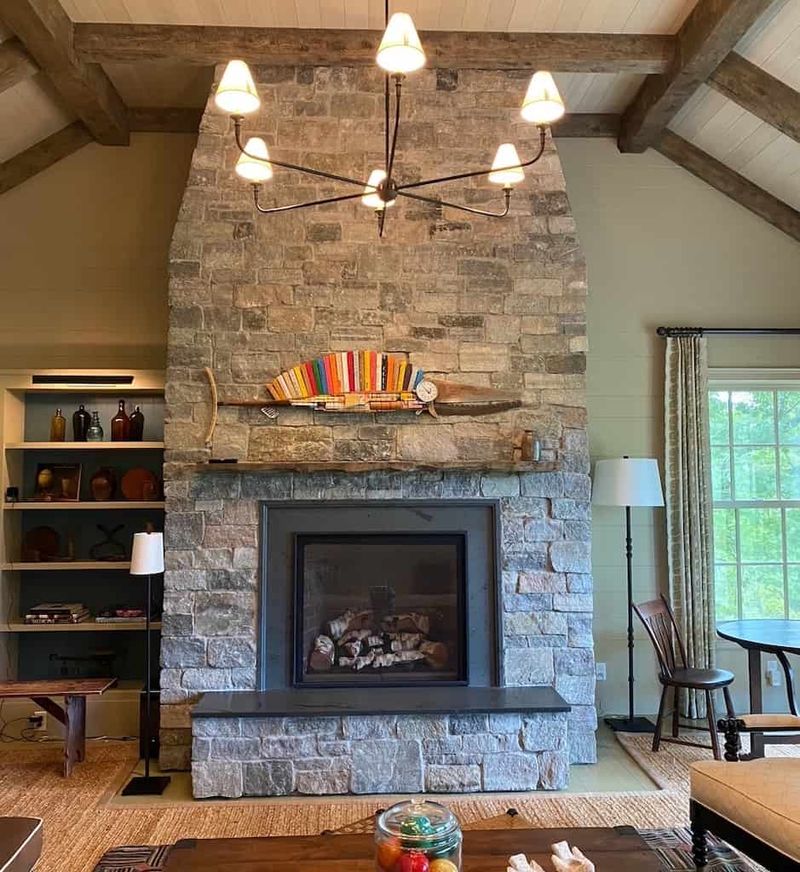 Rustic Stone Fireplace