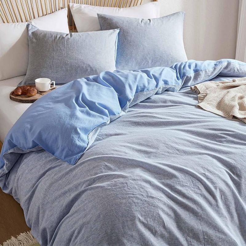 Powder Blue Linen Bedding