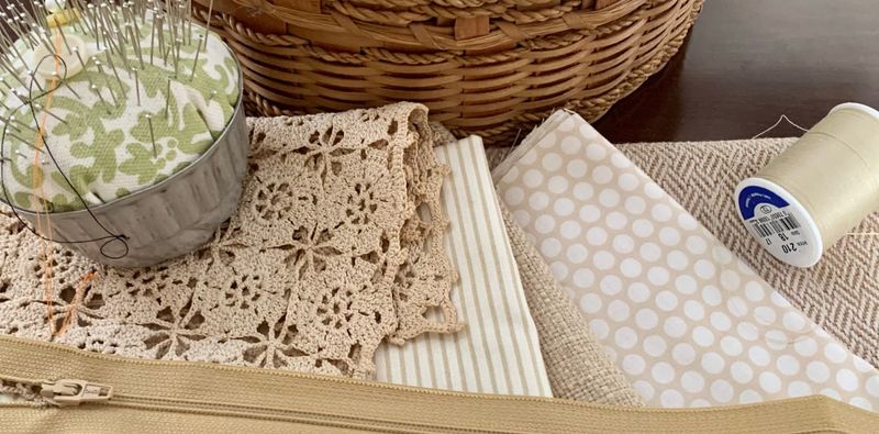 Heirloom textiles repurposed into curtains or cushions