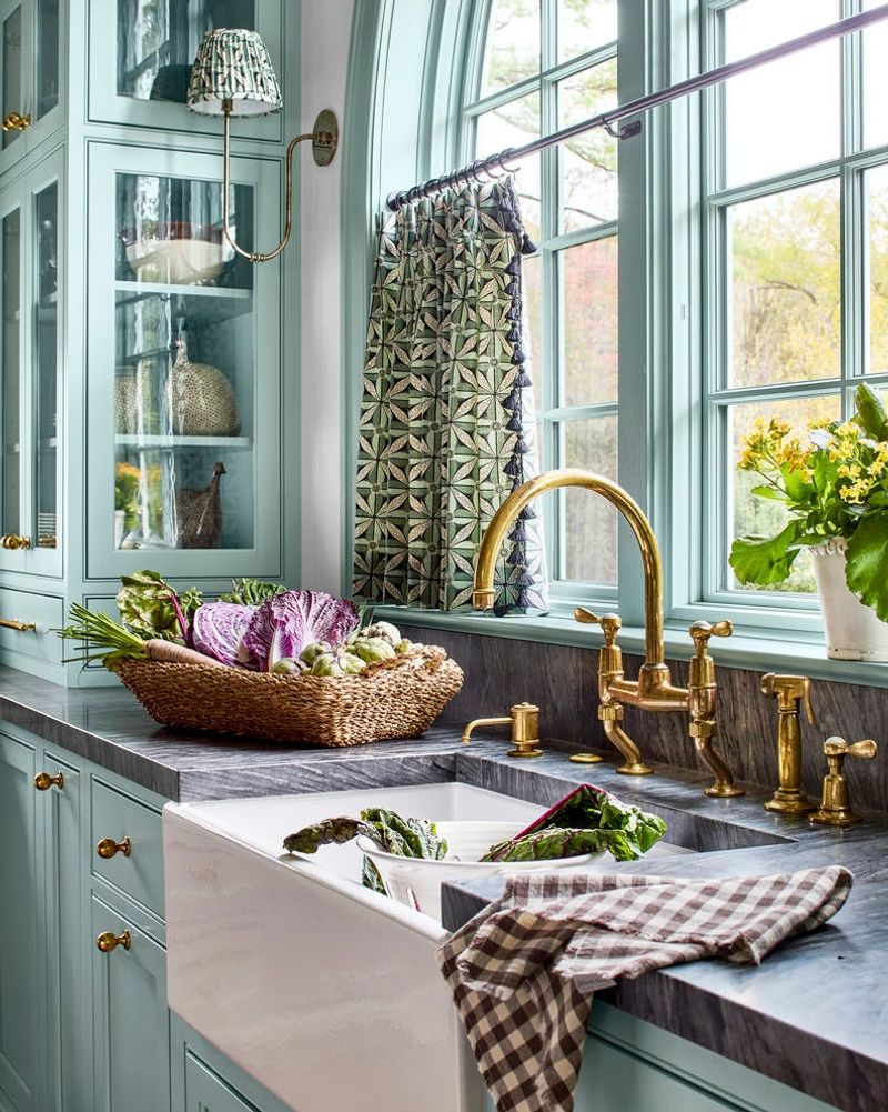 Farmhouse Sink With Brass Fixtures