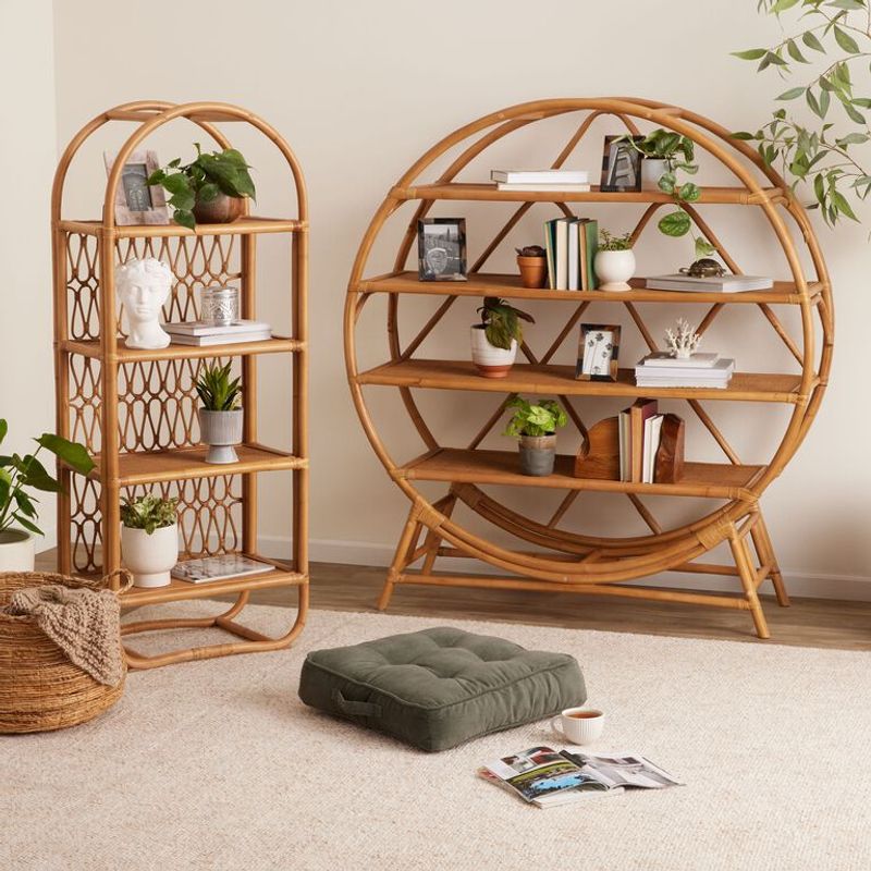Rattan Arch Leaf Shelf