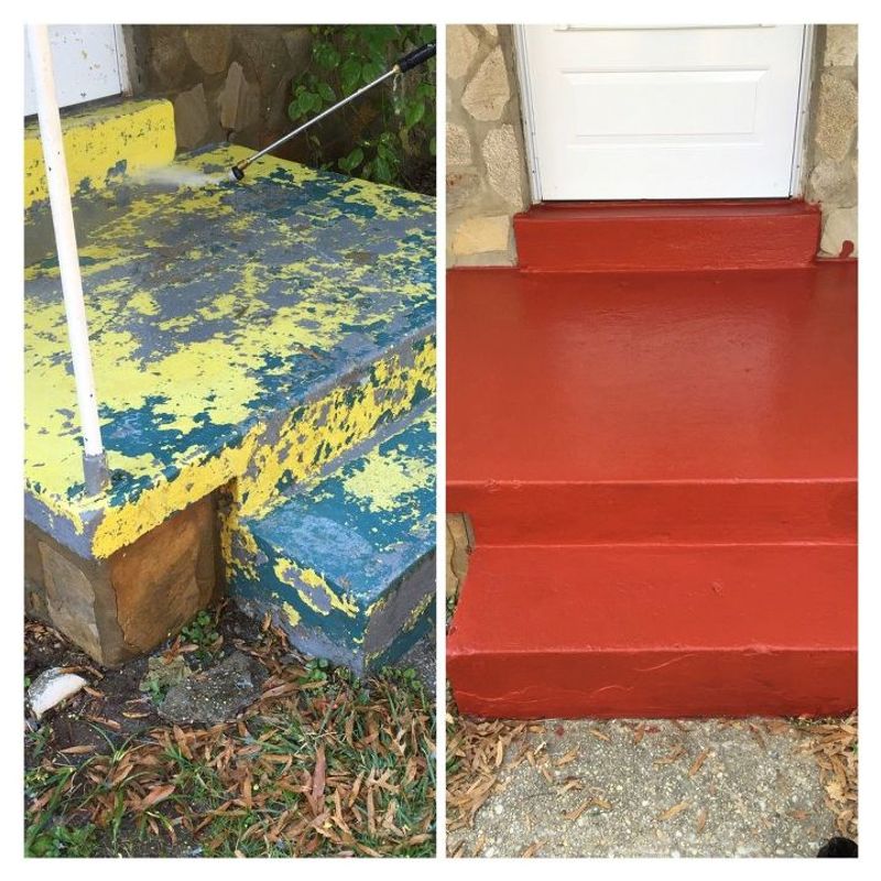 Faded or peeling paint on steps