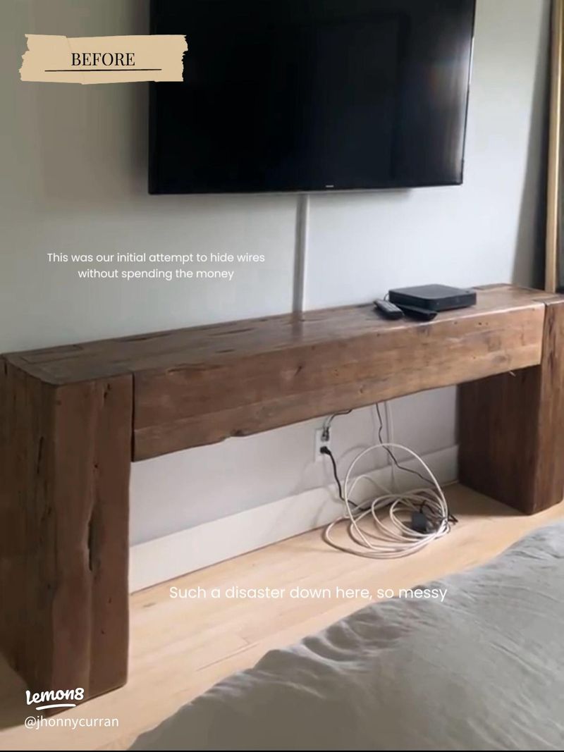 Mismatched furniture repurposed as TV stands