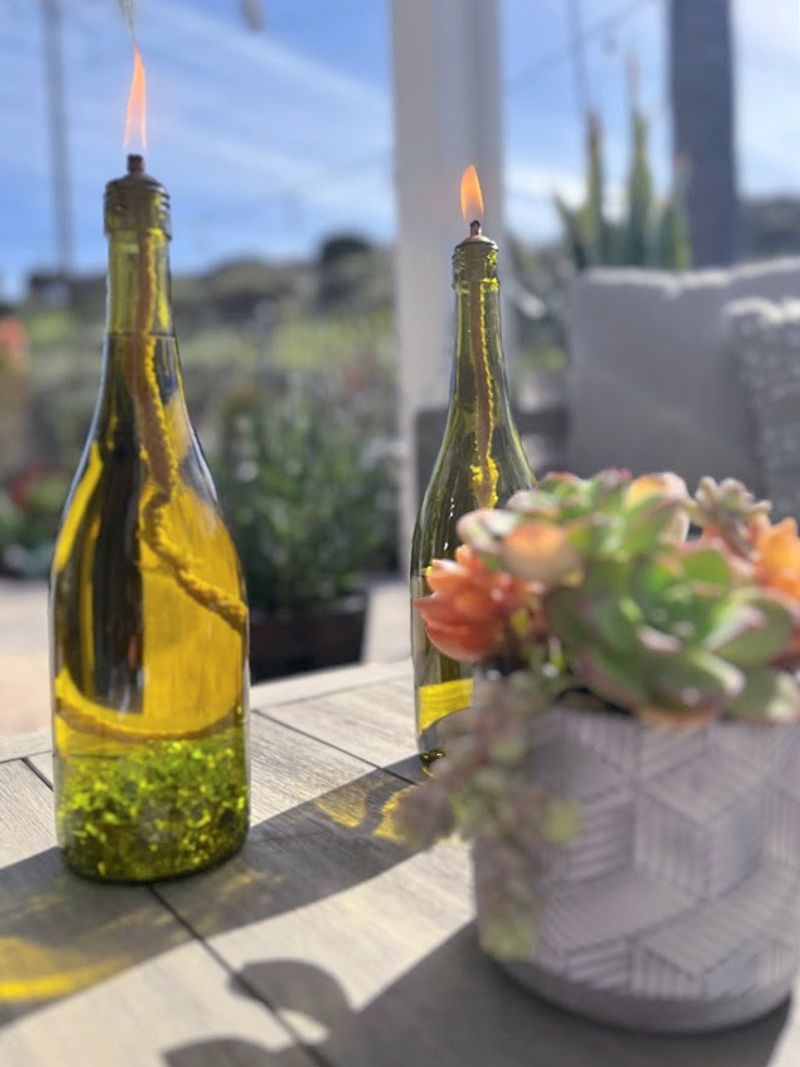 Wine Bottle Tiki Torches