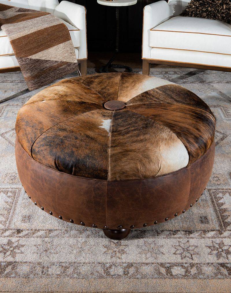 Distressed Leather Ottoman