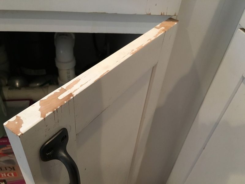 Chipped cabinet paint