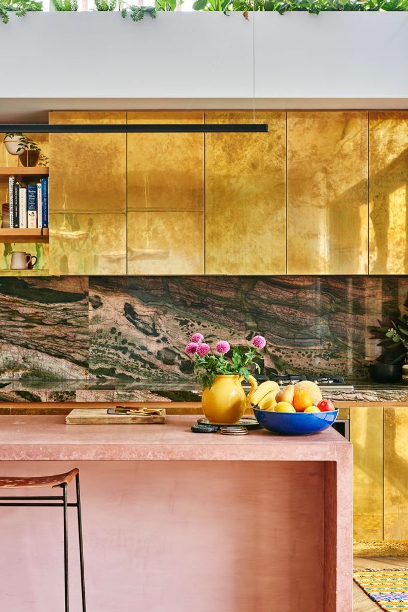 Metallic Gold Cabinets