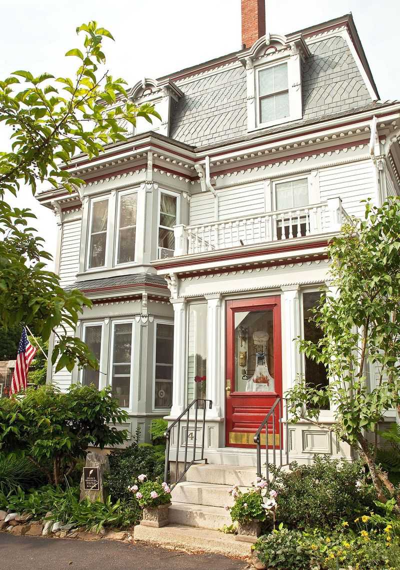 Rust Red Door + Beige Shutters