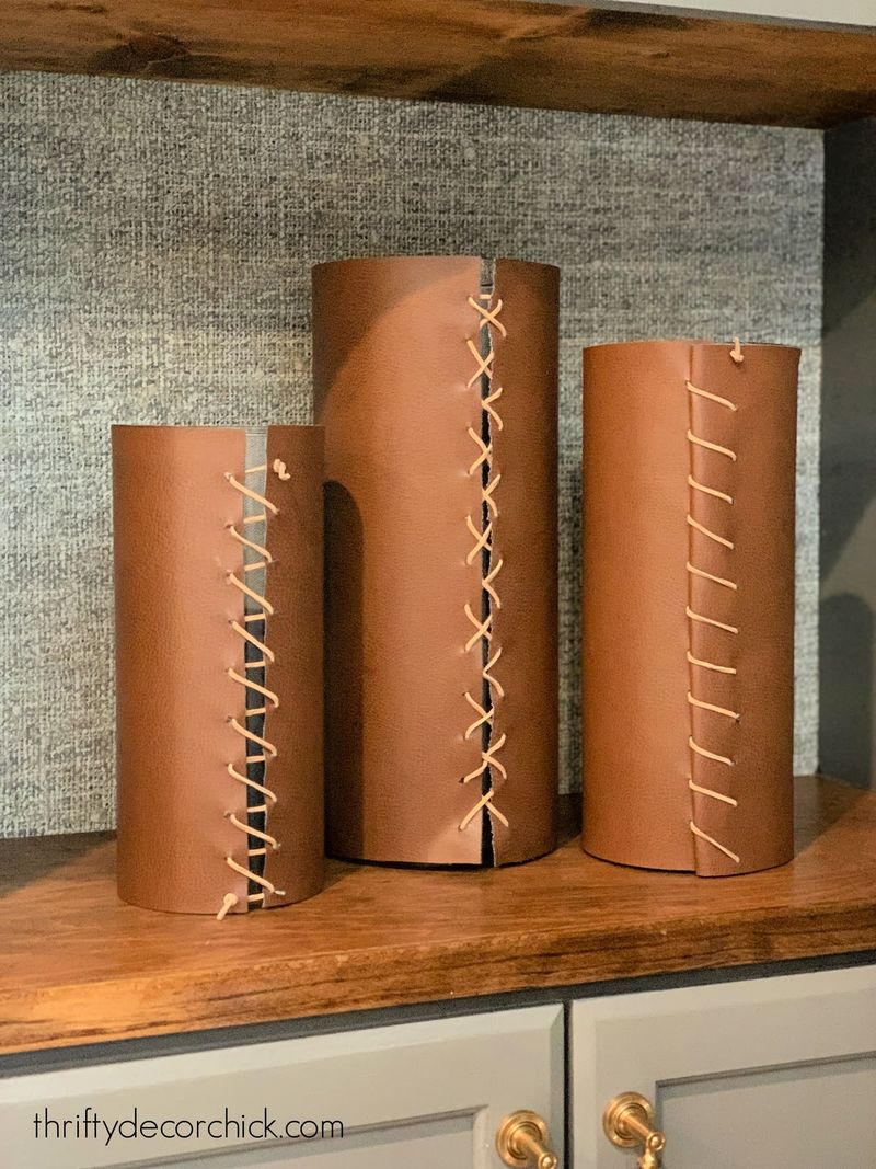 Artistic Leather-Wrapped Vases