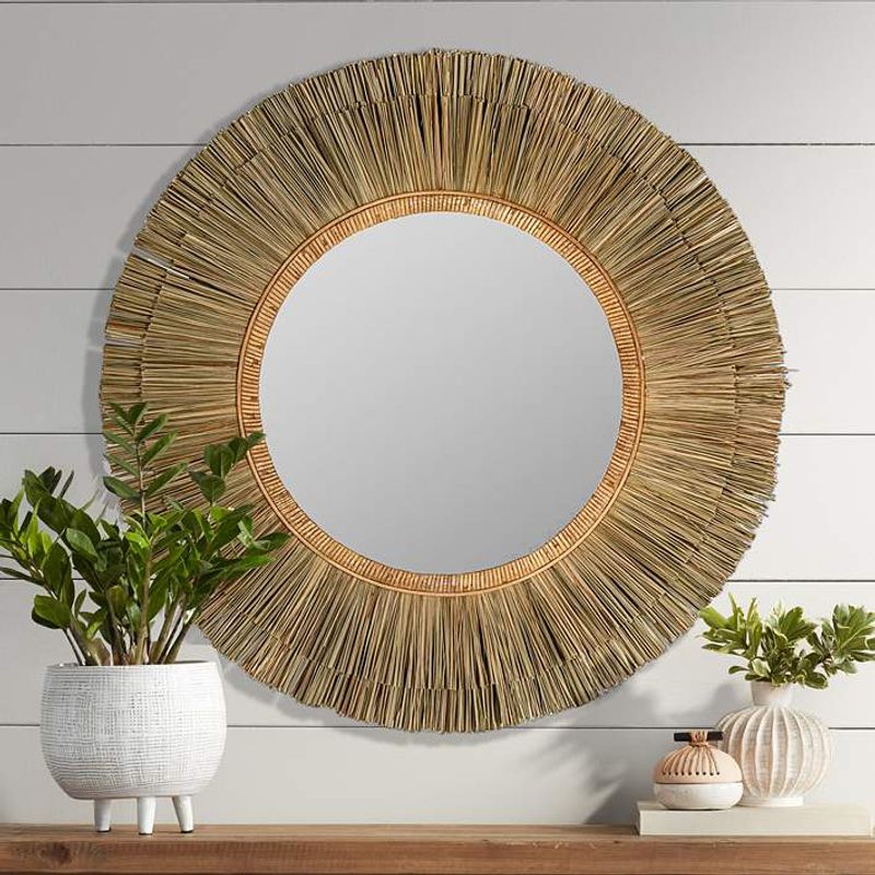 Round Rattan Mirror