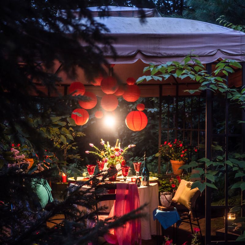 Colorful Paper Lantern Clusters