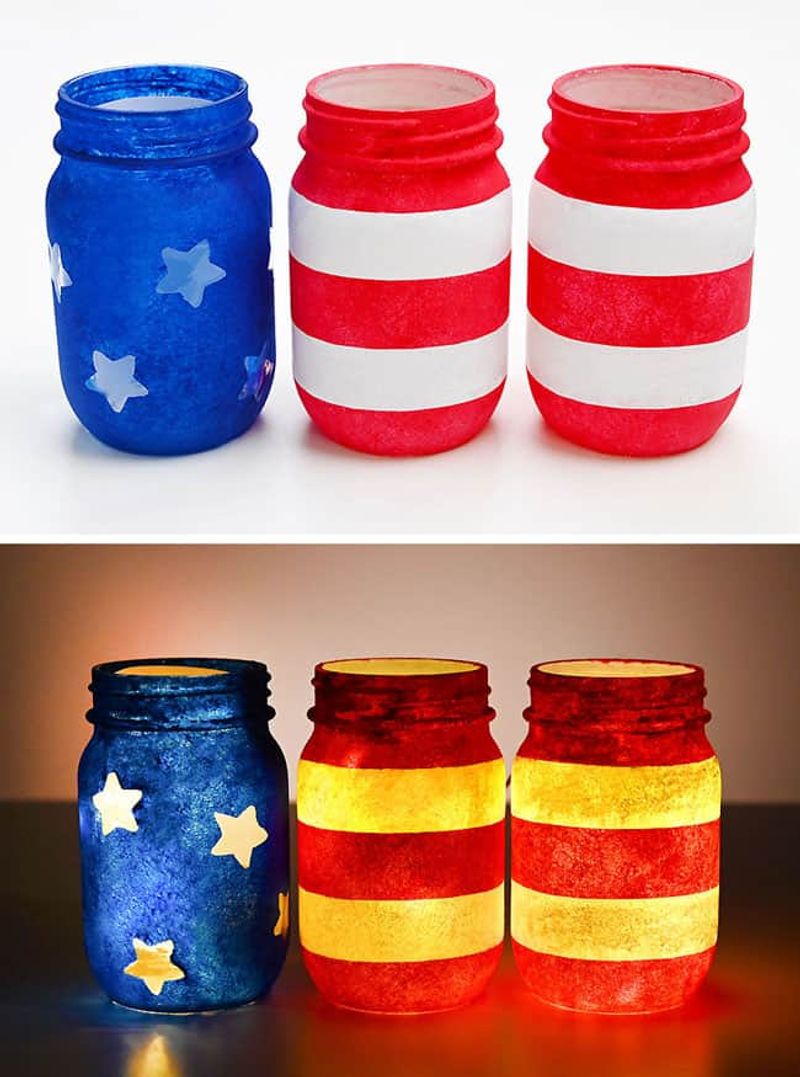 Patriotic Mason Jar Lanterns