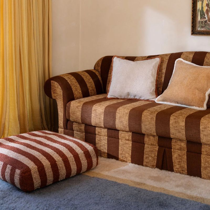 Chocolate and Cream Wide Stripe Couch