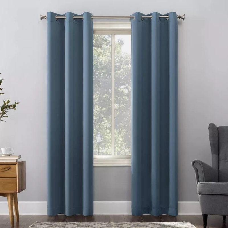 Hang curtains made of denim panels or chambray