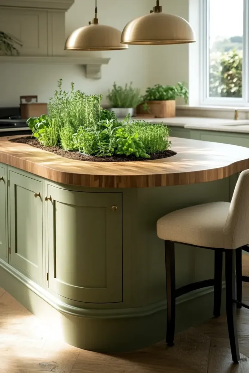 Olive Green Kitchen Island