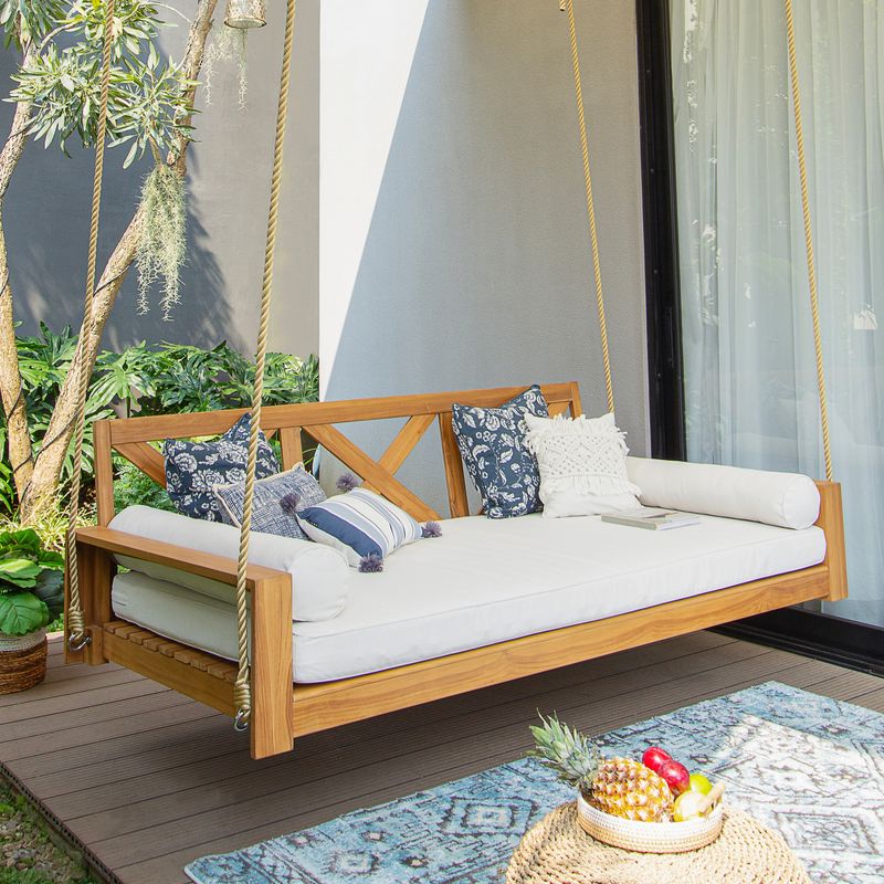 Porch Swing with Plush Cushions