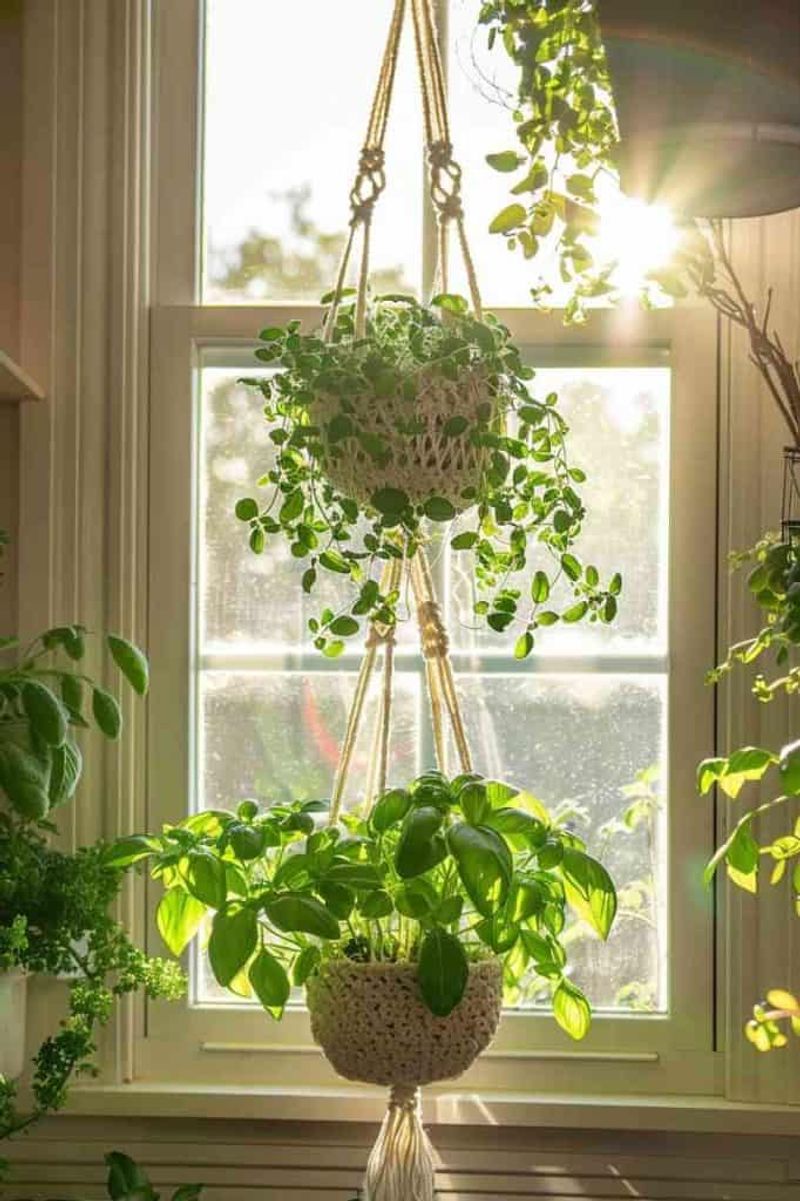 Fresh herbs on windowsills