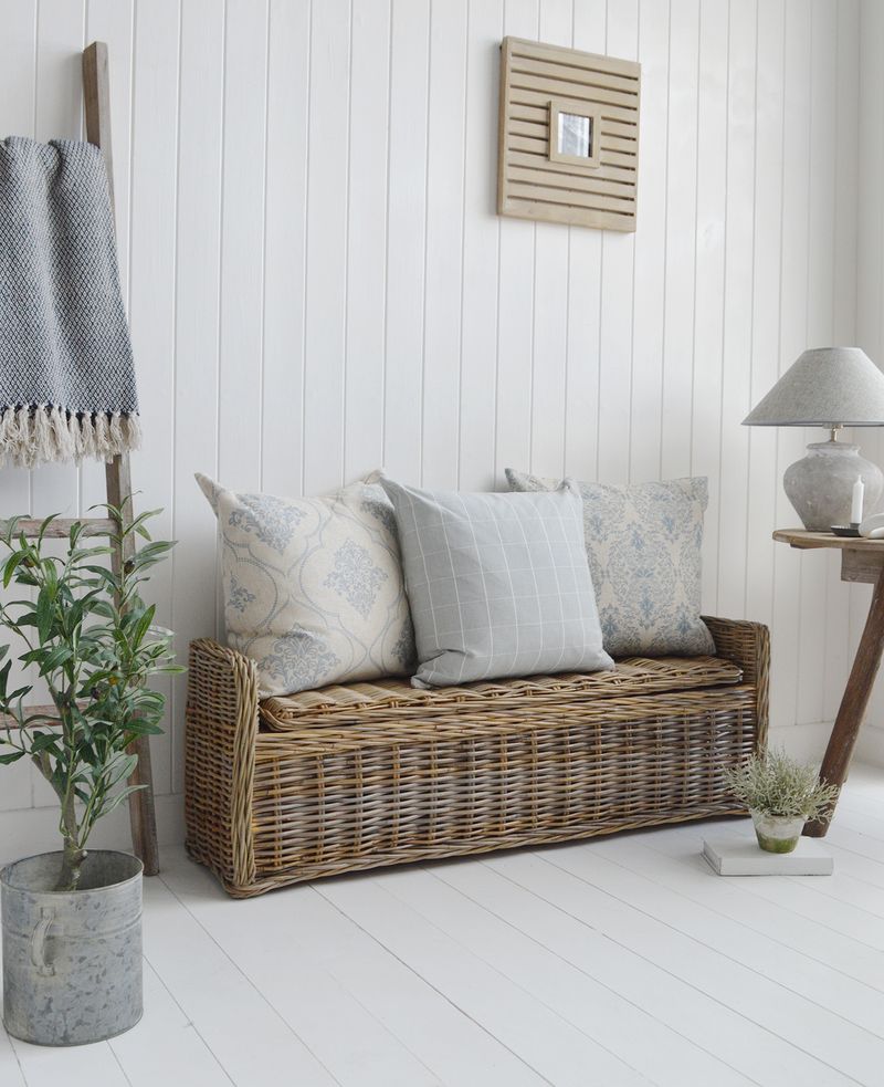 Woven Rattan Bench