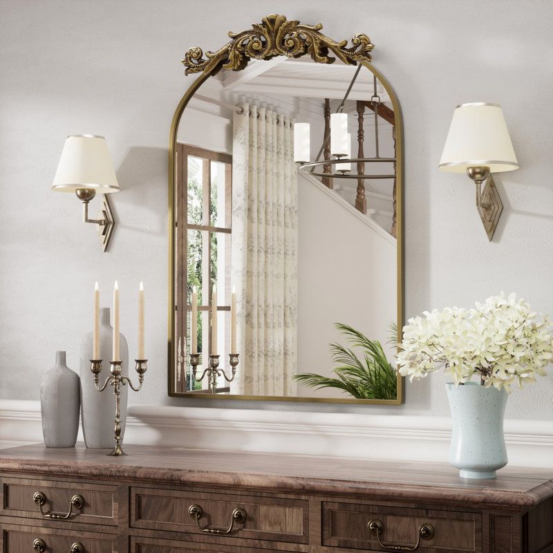 Fleur De Lis Living Anglo Metal Flat Wall Mirror