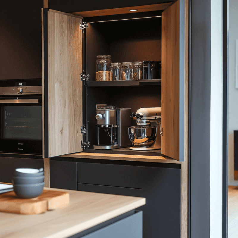 Hidden, built-in appliance stations