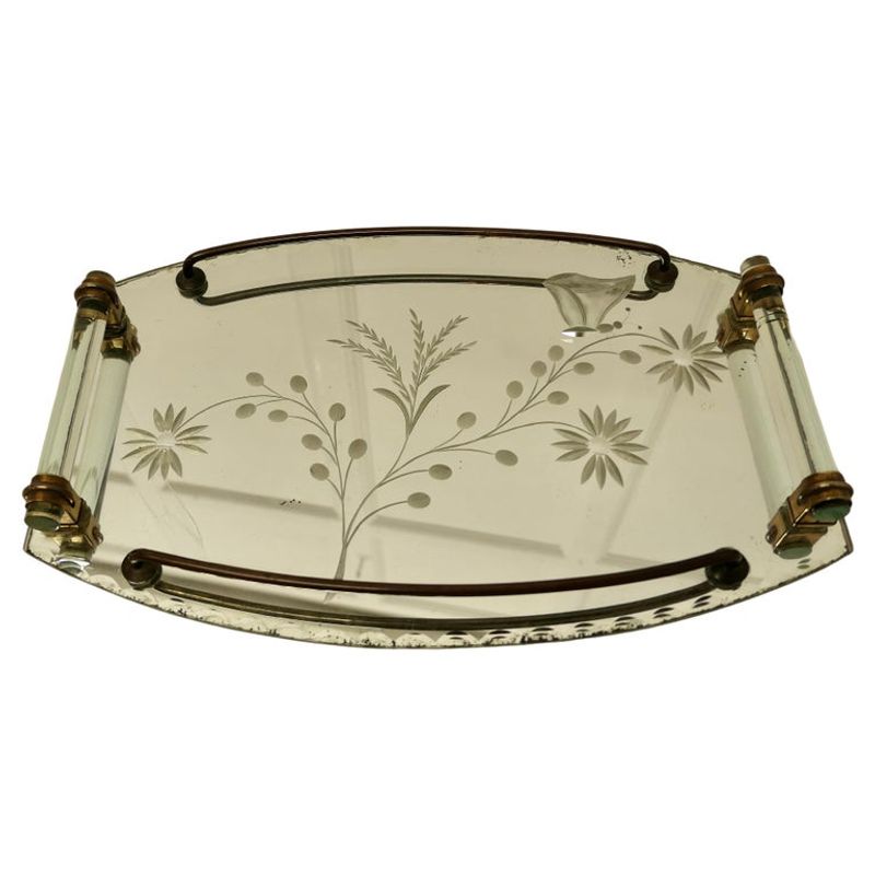 Etched glass serving trays