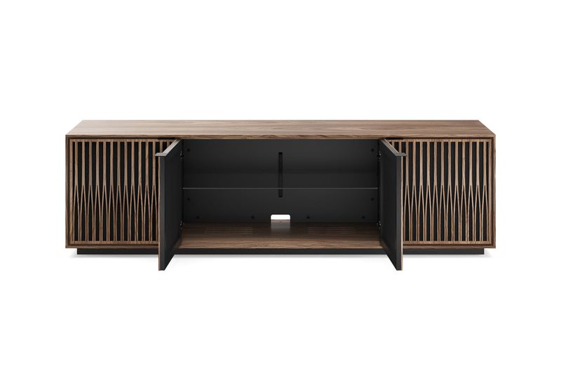 Low-profile media benches with drawers