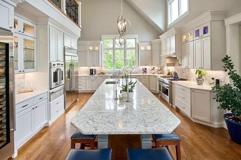 Chef's Kitchen with Marble Waterfall Island
