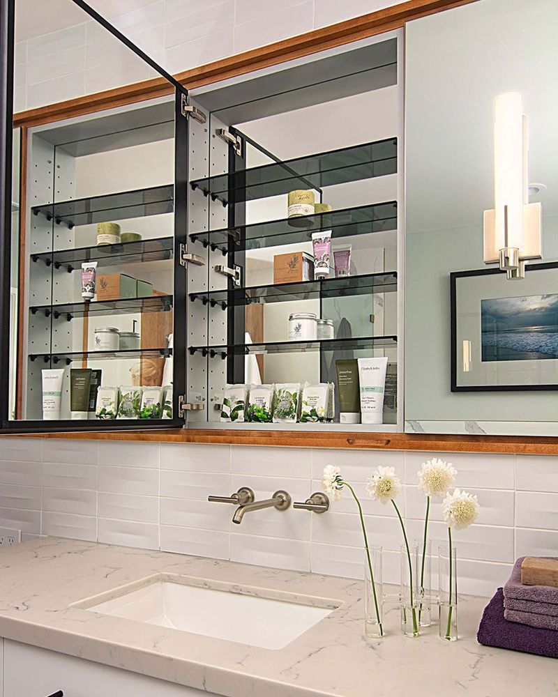 Hidden Storage Behind Mirrors