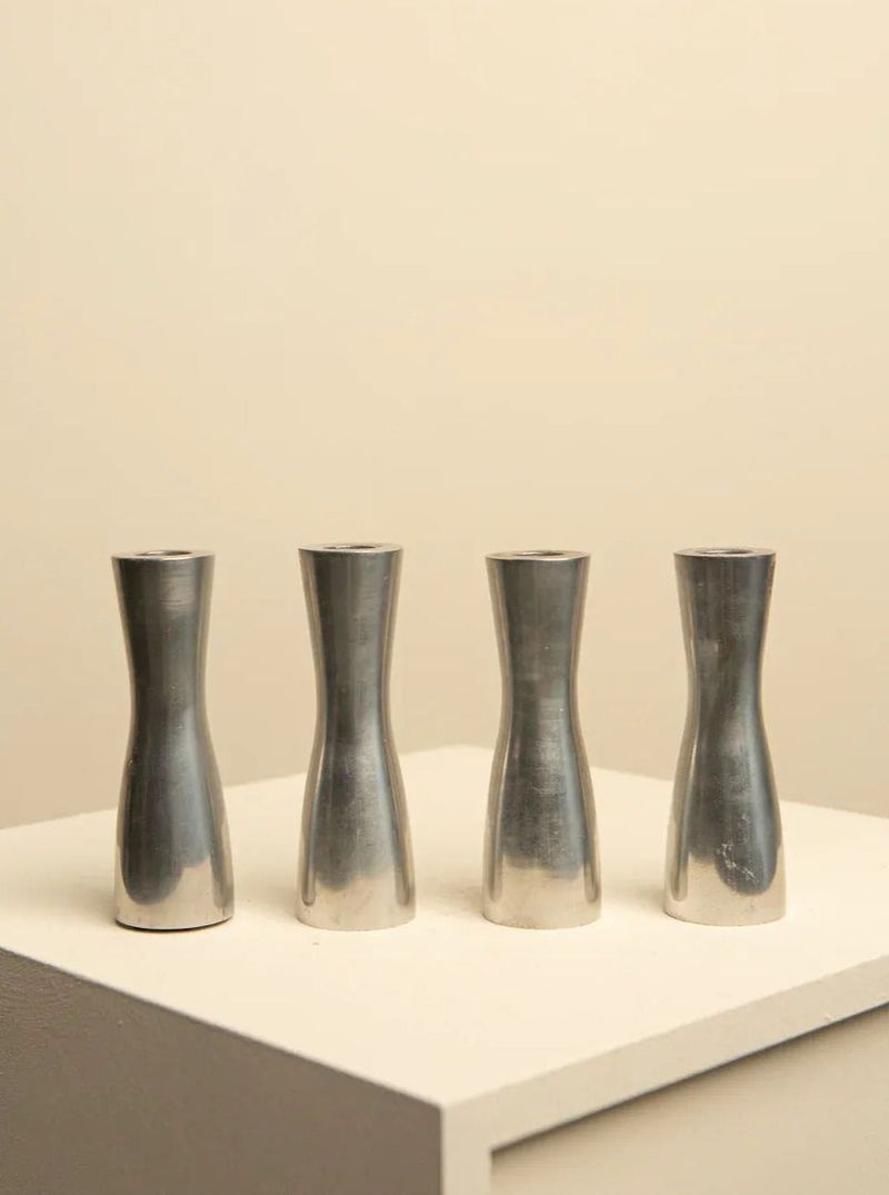 Silver-finished candle holders