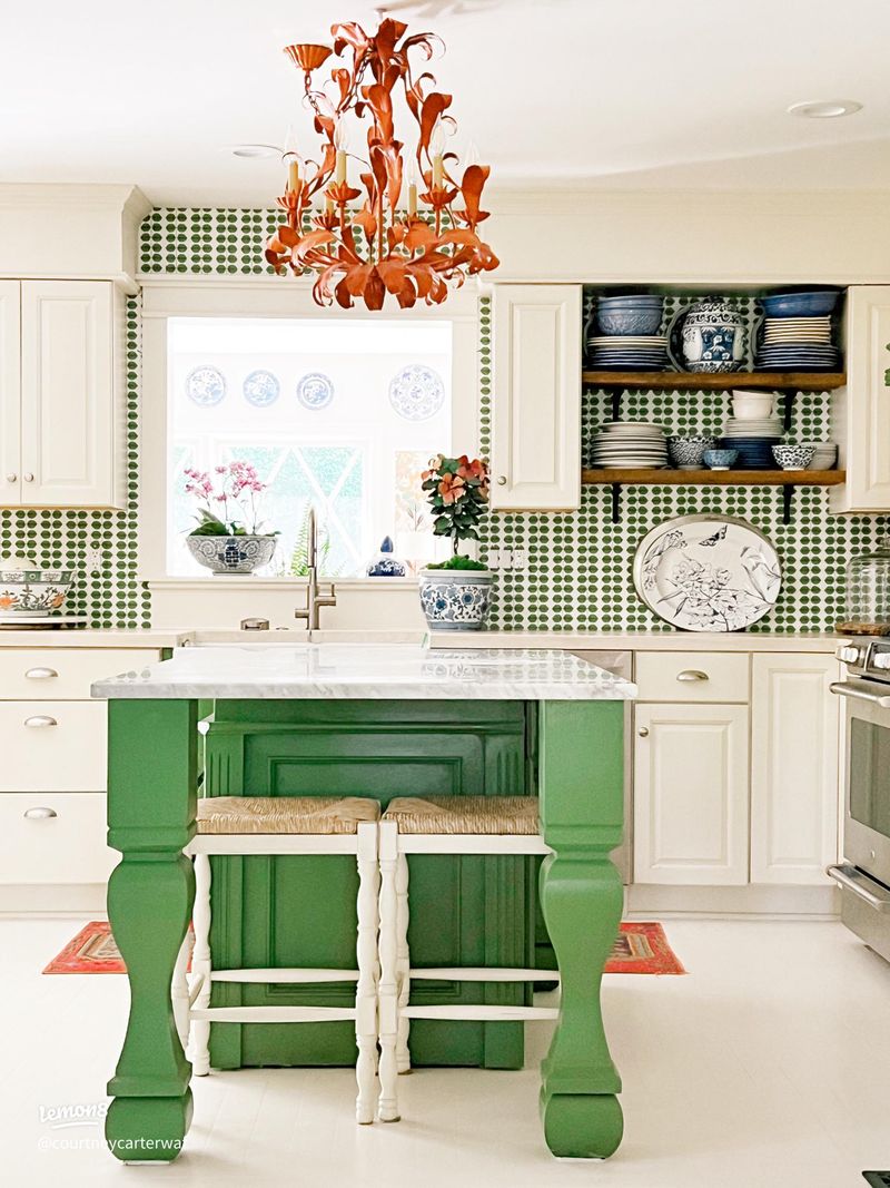 Choose One Bold Color For Your Island And Keep Everything Else Calm