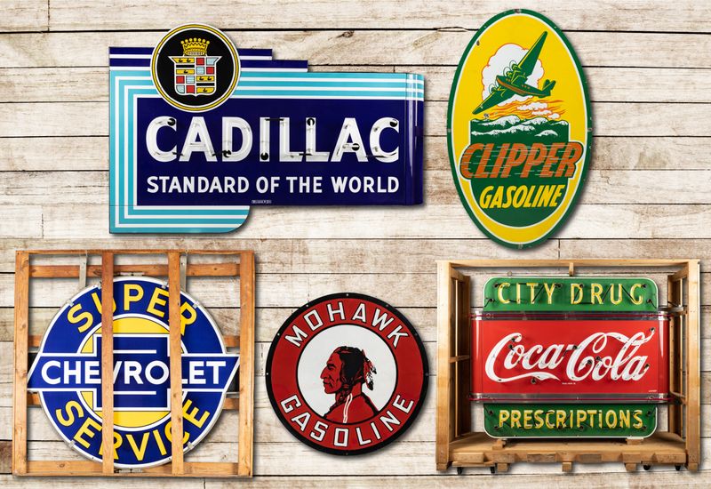Old advertising signs in mint condition
