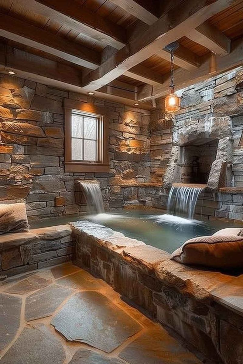Rustic Stone Pool Room