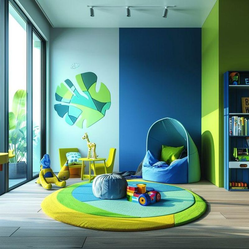 Fluorescent Green And Blue